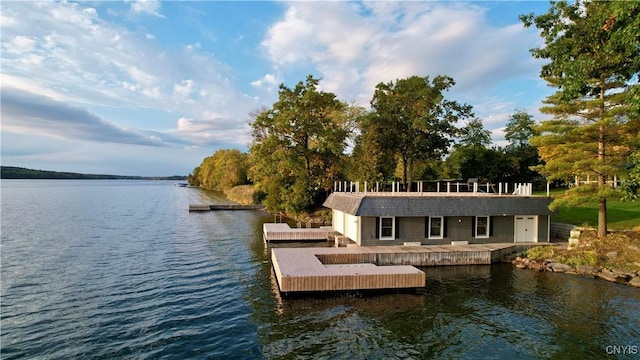 view of dock featuring a water view