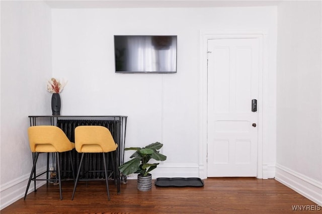 living area with dark wood-type flooring