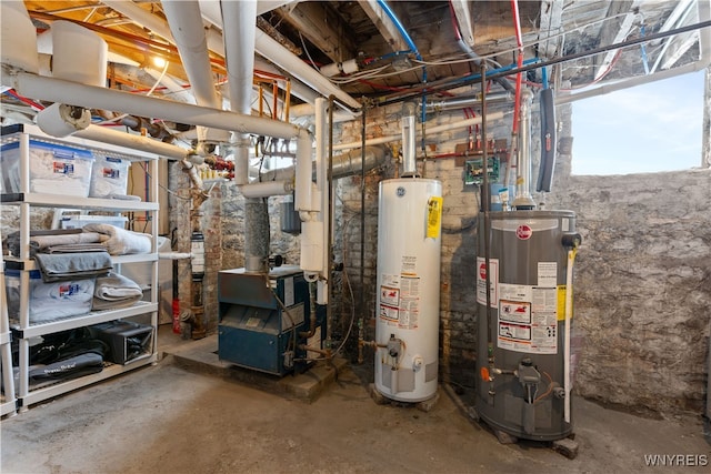 utility room with gas water heater