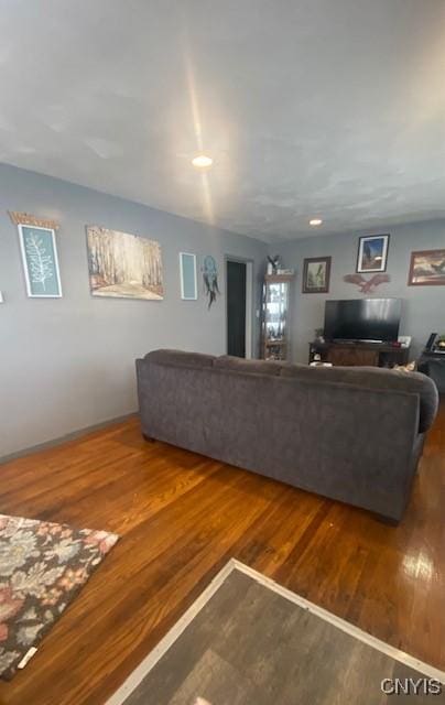 living area with dark wood-type flooring