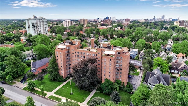 birds eye view of property featuring a city view