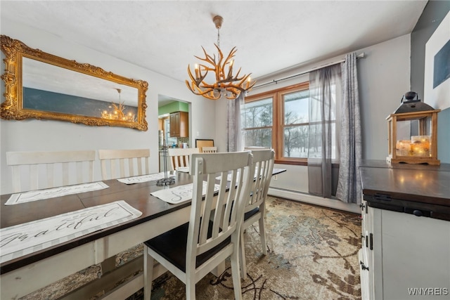 dining room featuring a chandelier