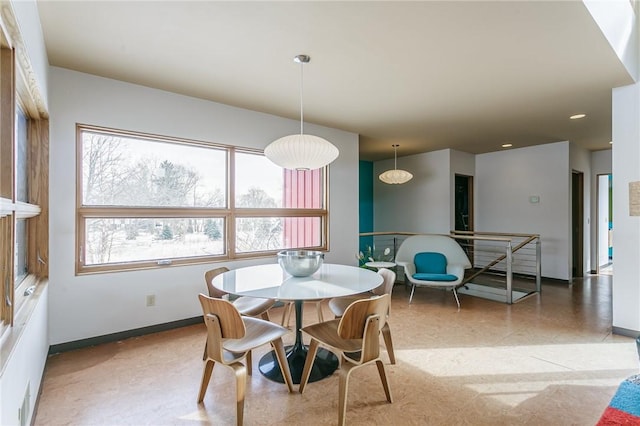 dining area with visible vents, baseboards, and recessed lighting