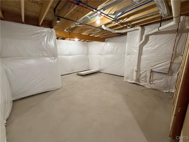 view of unfinished basement