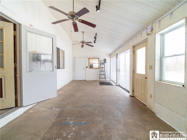 interior space featuring lofted ceiling