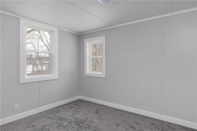 unfurnished room with baseboards and carpet flooring