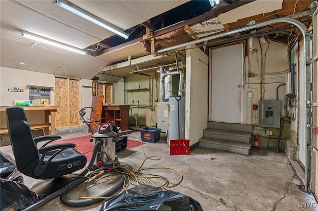 basement with electric panel