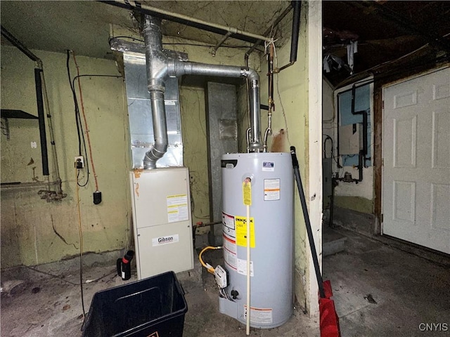 utility room featuring gas water heater