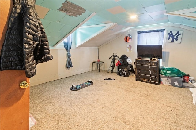 additional living space featuring carpet floors, a wealth of natural light, and lofted ceiling