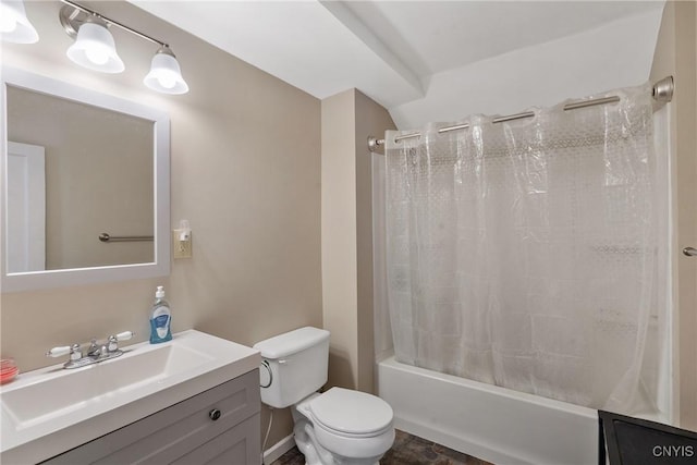 213 Salisbury St, Sandy Creek, NY 13145 - bathroom with vanity, toilet, and shower / bath combination with curtain