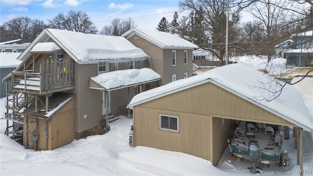 view of snow covered property