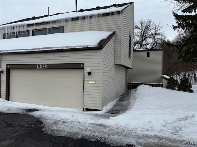 view of snow covered property