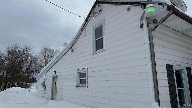 view of snowy exterior