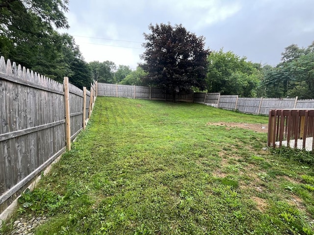 view of yard featuring a fenced backyard