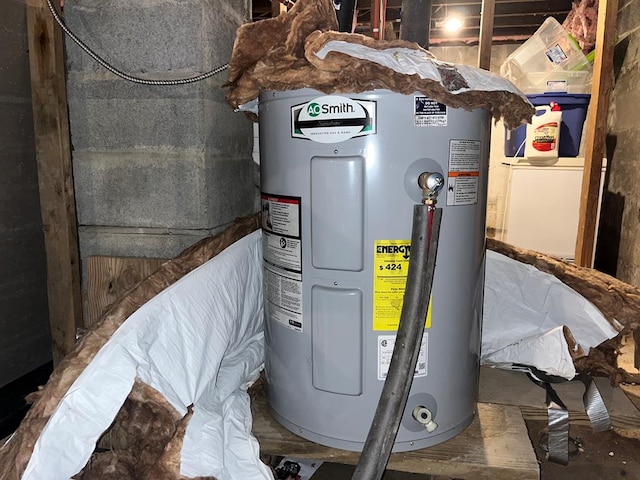 utility room featuring electric water heater