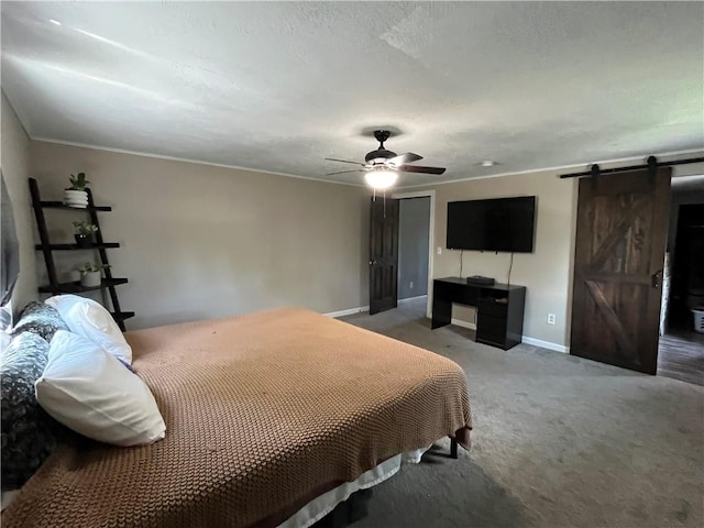 493 Prospect Hill Rd, Catlin, NY 14845 - carpeted bedroom with a barn door and ceiling fan