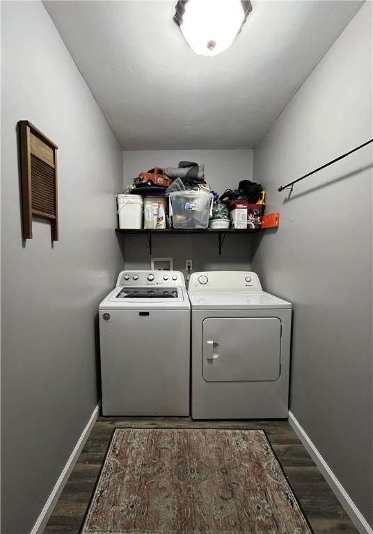 493 Prospect Hill Rd, Catlin, NY 14845 - laundry room with separate washer and dryer and wood finished floors