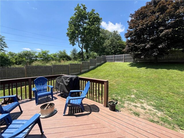 493 Prospect Hill Rd, Catlin, NY 14845 - wooden terrace with a fenced backyard and grilling area