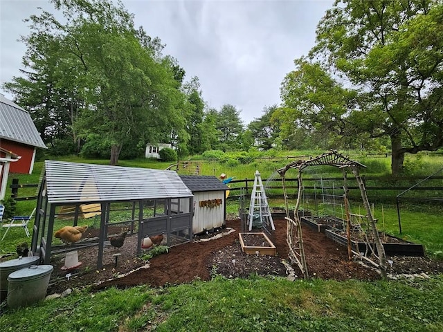 view of jungle gym featuring exterior structure and an outdoor structure