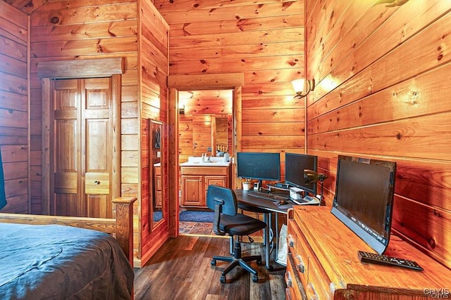 3391 State Route 28, Herkimer, NY 13350 - bedroom with dark wood-type flooring and wooden walls
