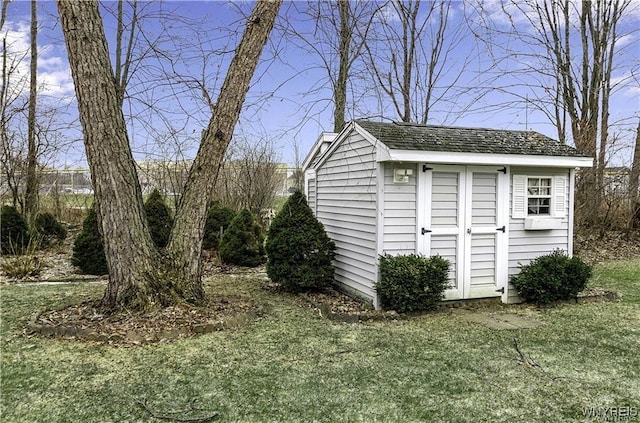 view of shed