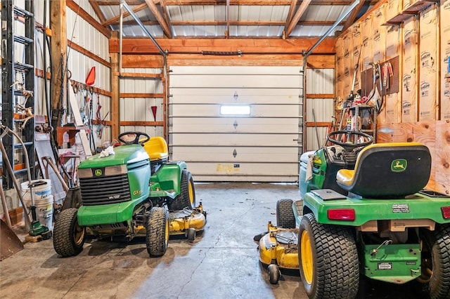 garage featuring metal wall