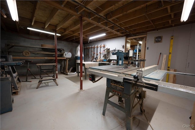 view of unfinished basement