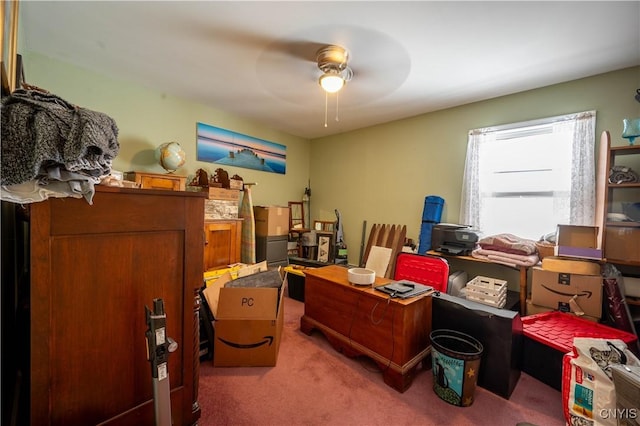 view of carpeted home office