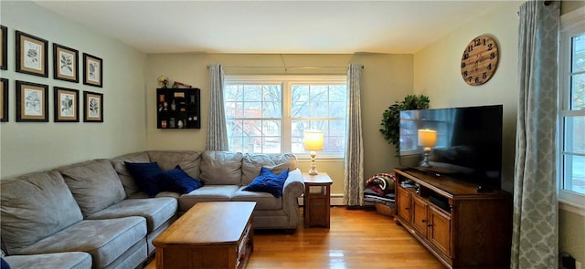 living room featuring light wood-type flooring