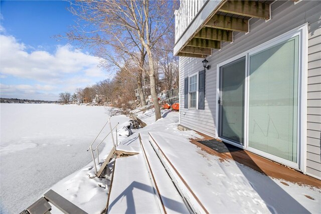 view of snow covered patio