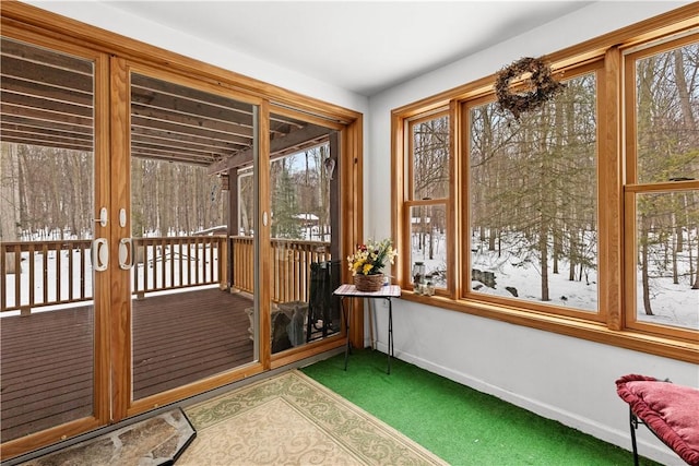 view of unfurnished sunroom