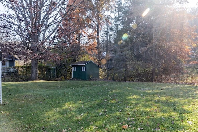 view of yard with an outbuilding and a storage unit