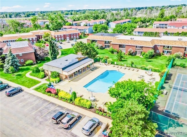 bird's eye view with a residential view