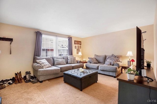 living room featuring carpet floors