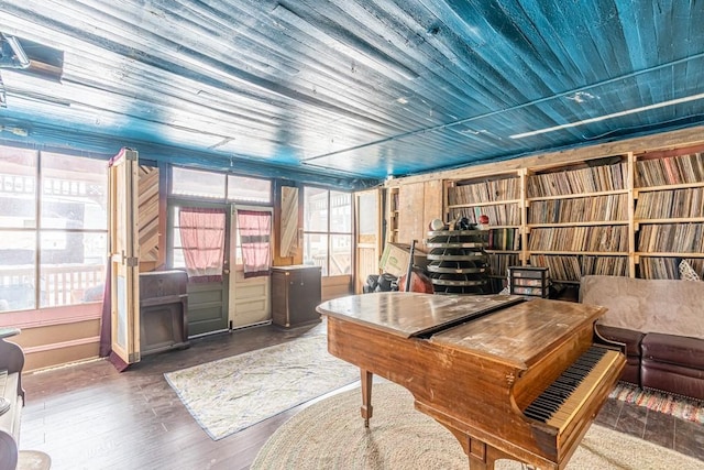 office featuring wood finished floors and wood ceiling