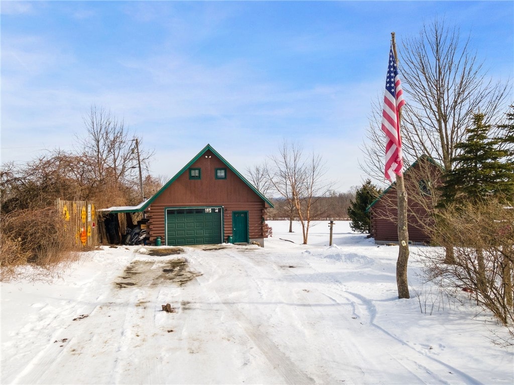 1172 Barton Hill Rd, Schoharie, NY 12053 - snow covered garage with a garage