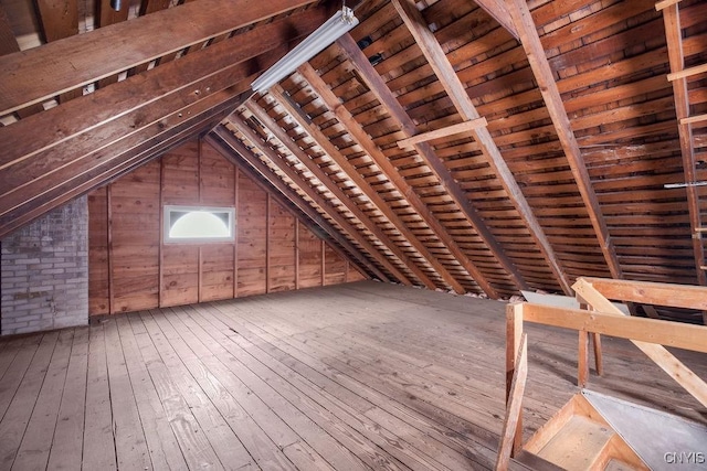 view of unfinished attic