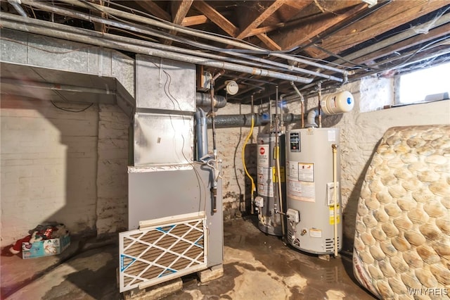 utilities featuring heating unit and water heater