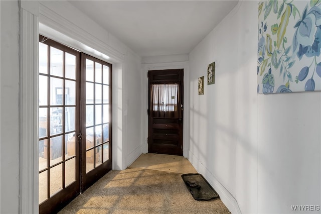 entryway featuring french doors