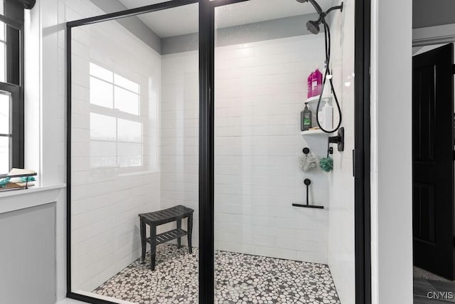 bathroom featuring a shower stall