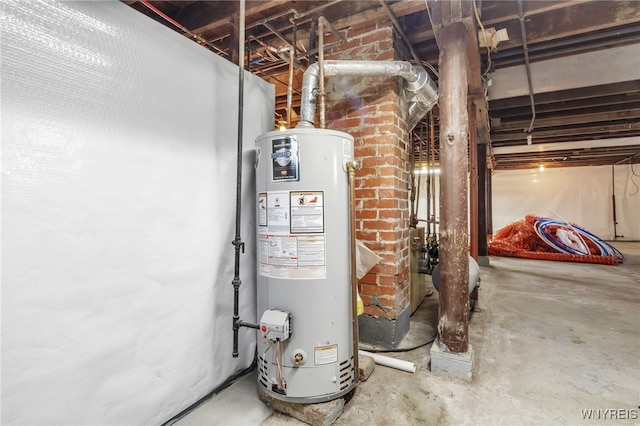 utility room featuring gas water heater