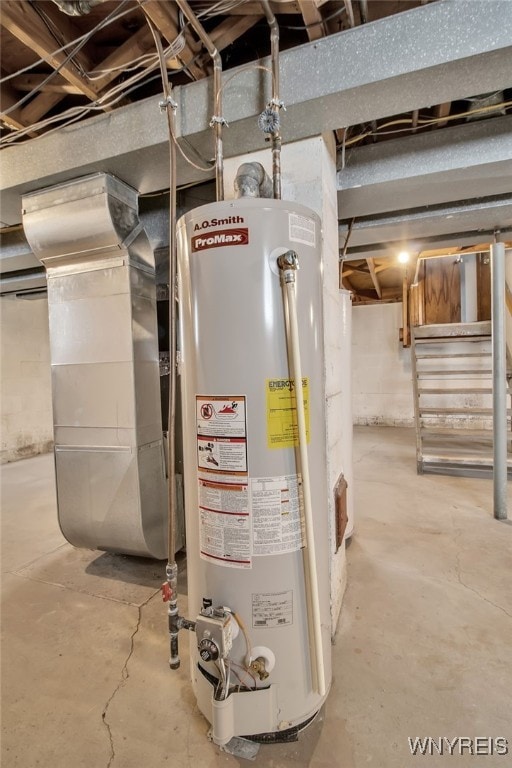 utility room with gas water heater