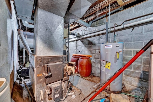 utility room featuring water heater