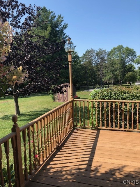 deck with a lawn