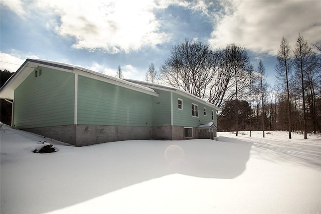 view of snow covered exterior