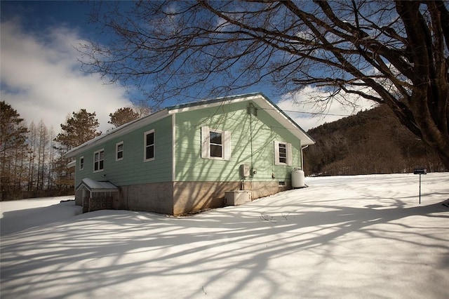 view of snow covered exterior