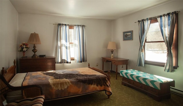 bedroom with carpet floors and multiple windows