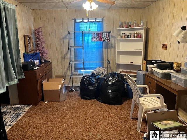 507 E Connell St, Olean-City, NY 14760 - home office with wooden walls and carpet floors