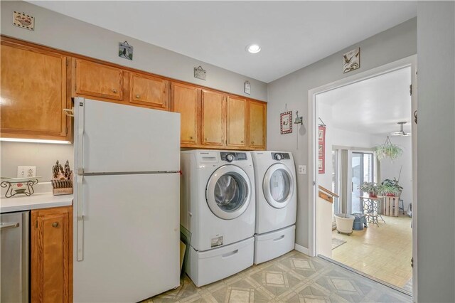 284 Main St, Worcester, NY 12197 - laundry room with washer and dryer, laundry area, light floors, and recessed lighting