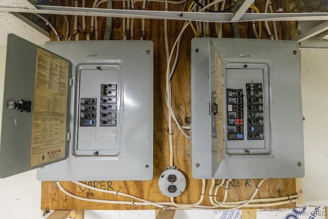 utility room with a garage and electric panel